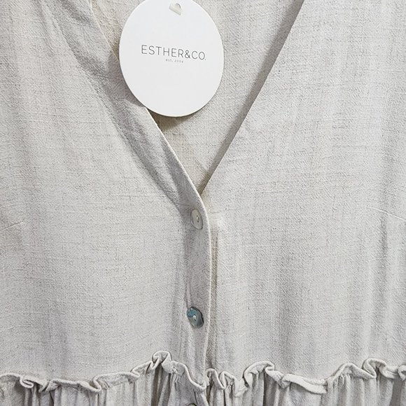 House of Sienna linen blend v-neck button front short sleeve dress NWT size 14 - Picture 5 of 11